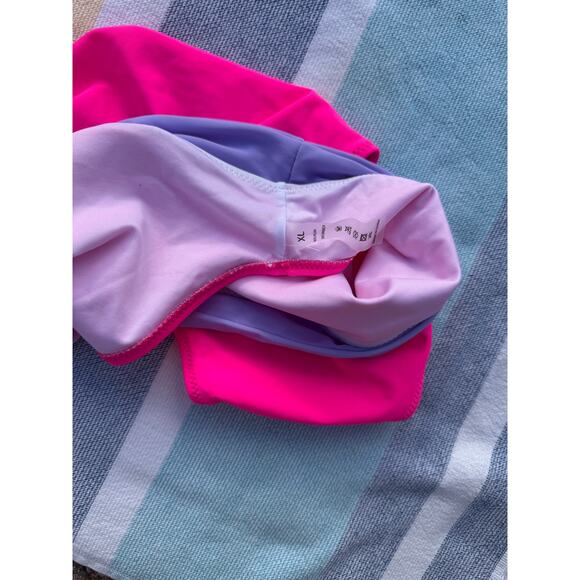 NWOT, Brand Unknown, One Shoulder Bikini, Pink and Purple, Sz XL - Picture 9 of 11